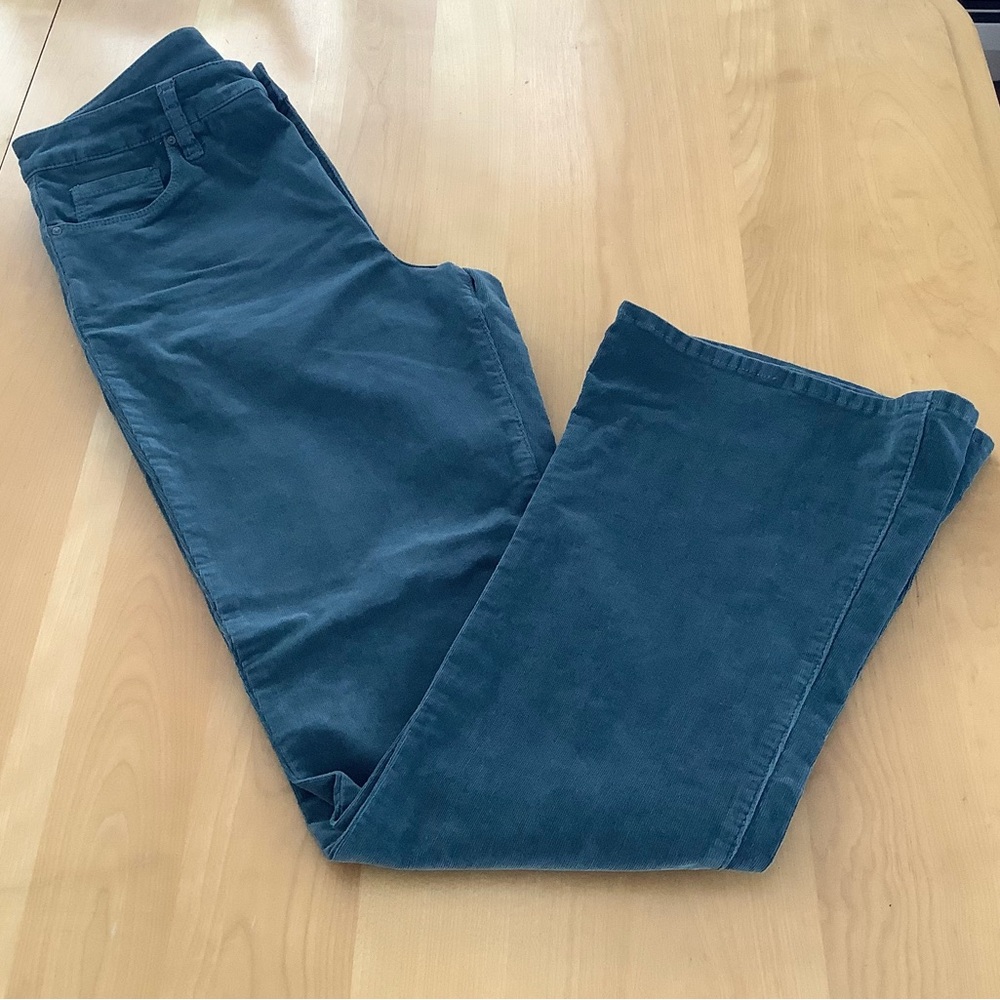 Kut From The Kloth High Rise Ana Fab Ab Flare Teal Corduroy Pants - Picture 7 of 13